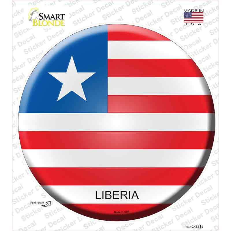C-331s-M Liberia Country Novelty Circle Sticker Decal - Medium