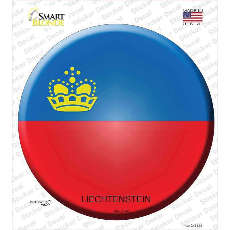 C-333s-M Liechtenstein Country Novelty Circle Sticker Decal - Medium