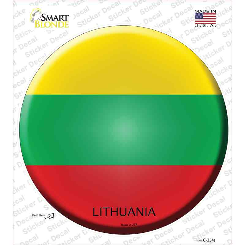 C-334s-M Lithuania Country Novelty Circle Sticker Decal - Medium