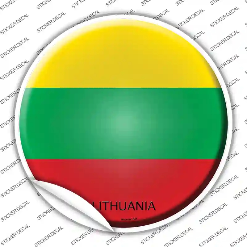 C-334s-S Lithuania Country Novelty Circle Sticker Decal - Small