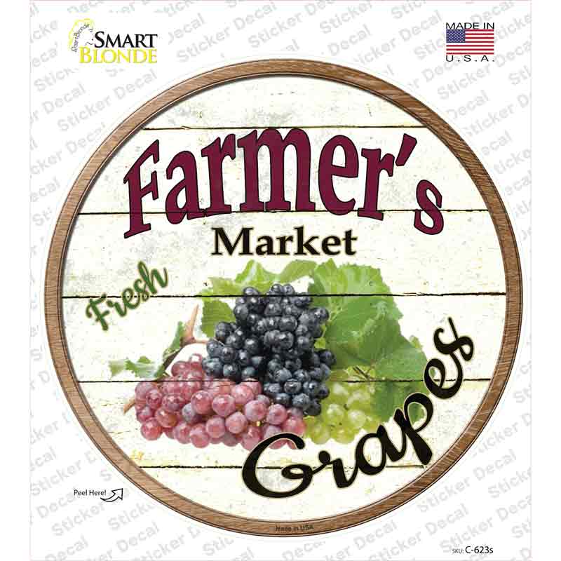 C-623s-M Farmers Market Grapes Novelty Circle Sticker Decal - Medium