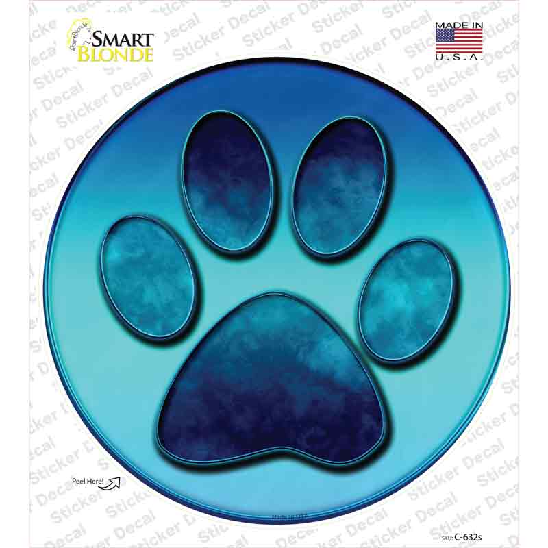 C-632s-M Paw Prints Novelty Circle Sticker Decal - Medium