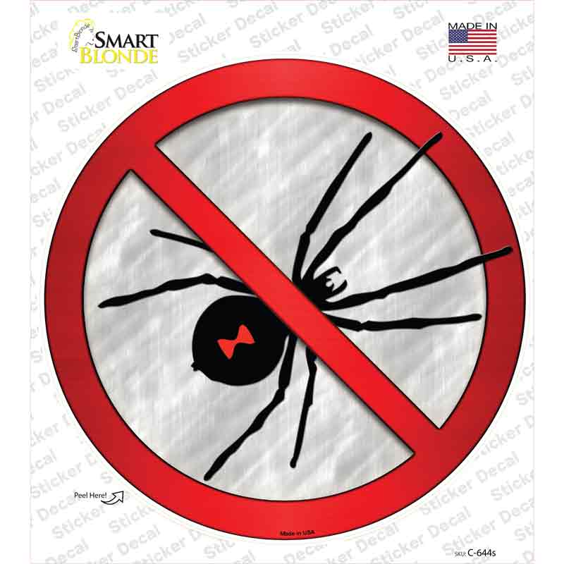 C-644s-M No Spiders Novelty Circle Sticker Decal - Medium