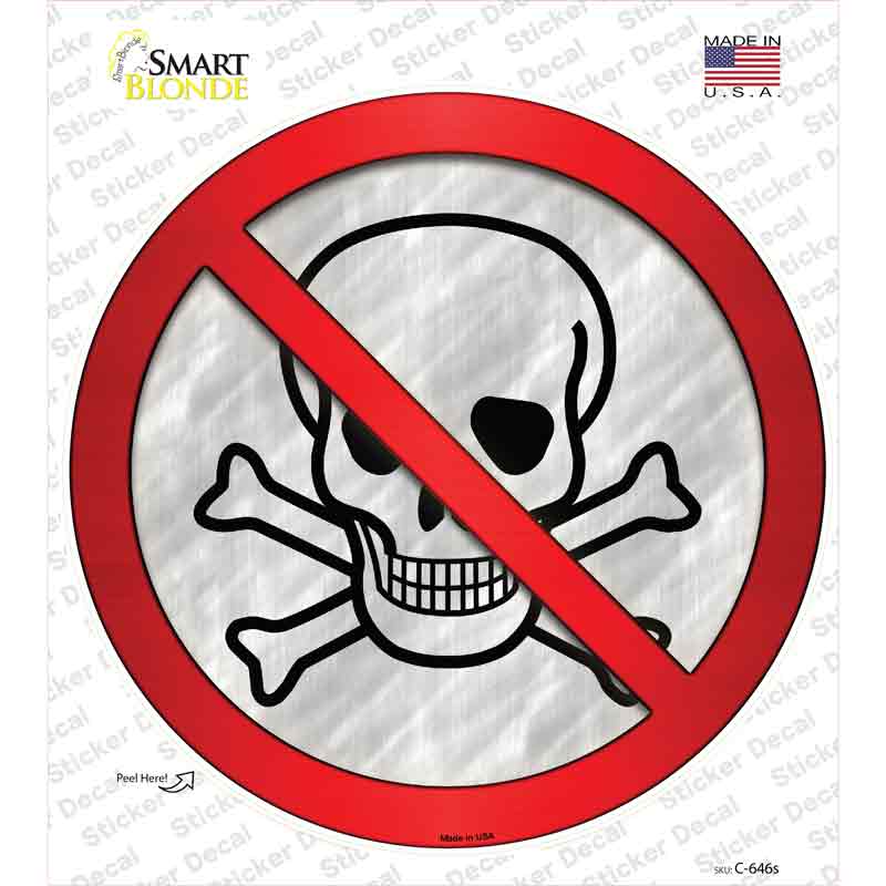 C-646s-M No Skull Novelty Circle Sticker Decal - Medium