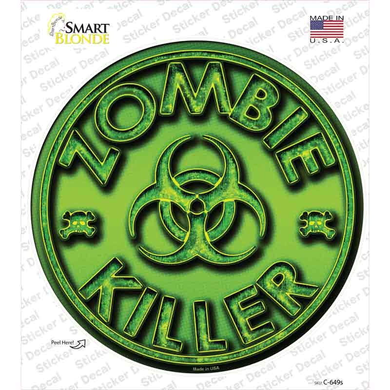 C-649s-M Zombie Killer Novelty Circle Sticker Decal - Medium