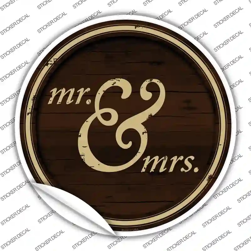 C-654s-L Mr & Mrs Novelty Circle Sticker Decal - Large