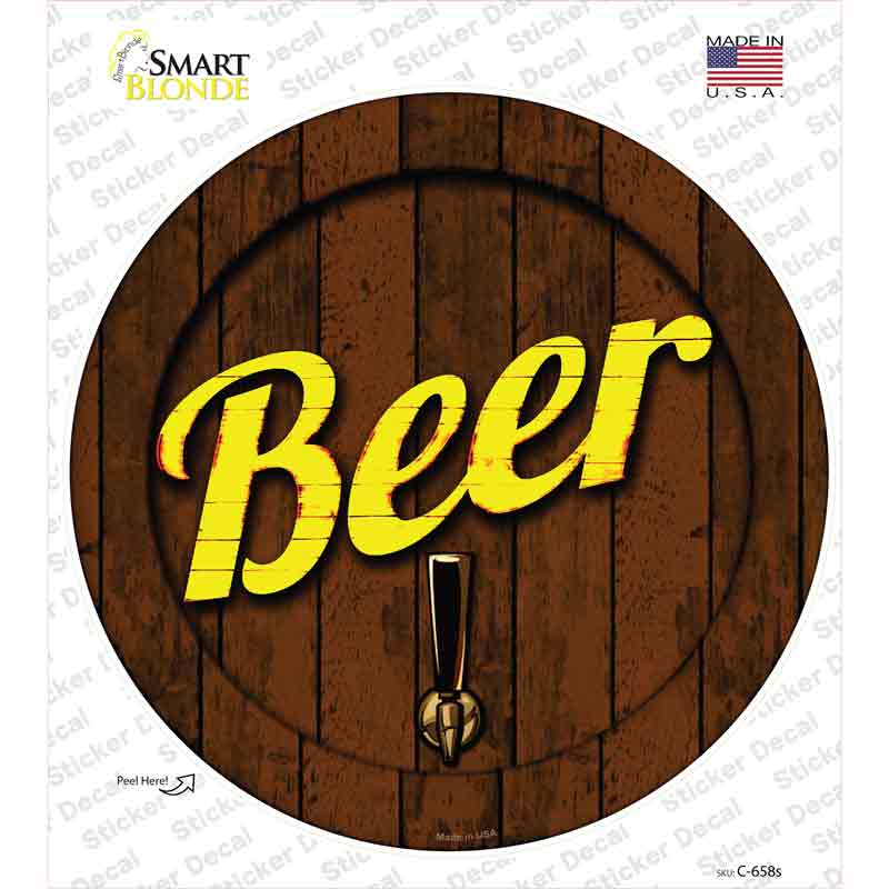 C-658s-M Beer Keg Tap Novelty Circle Sticker Decal - Medium