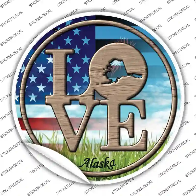 C-667s-XL Love Alaska Novelty Circle Sticker Decal - Extra Large