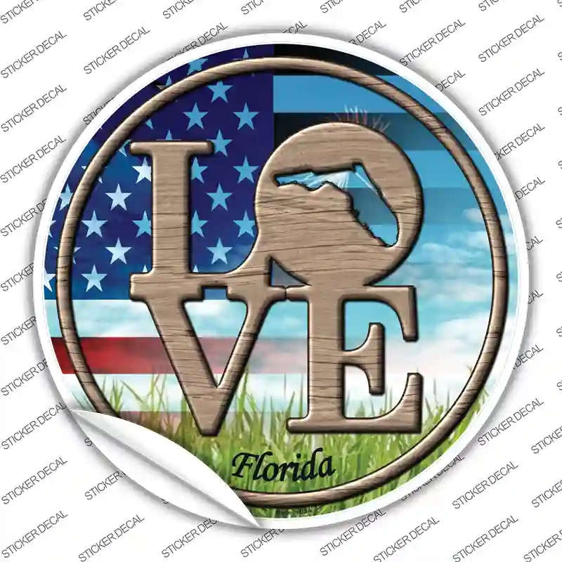 C-674s-L Love Florida Novelty Circle Sticker Decal - Large