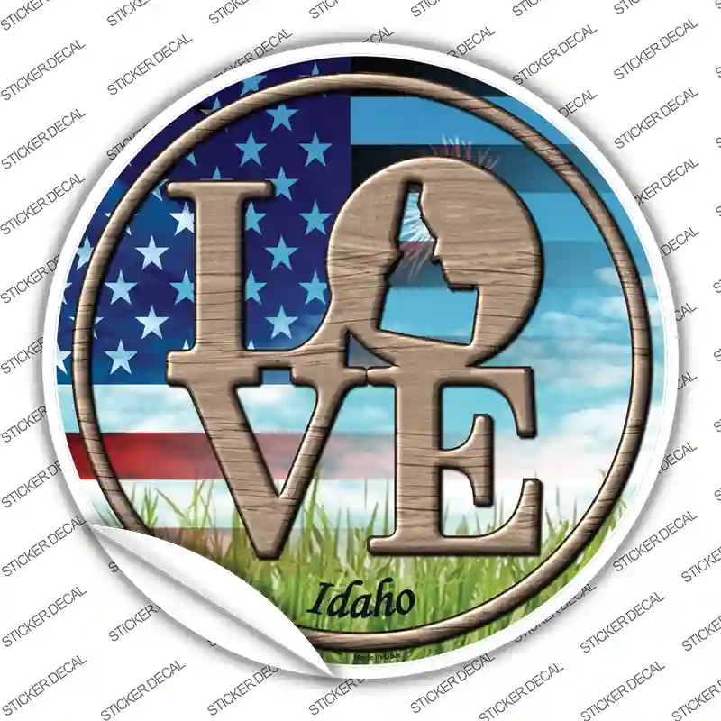 C-677s-L Love Idaho Novelty Circle Sticker Decal - Large