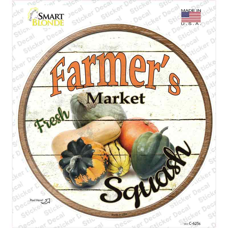 C-625s-M Farmers Market Squash Novelty Circle Sticker Decal - Medium