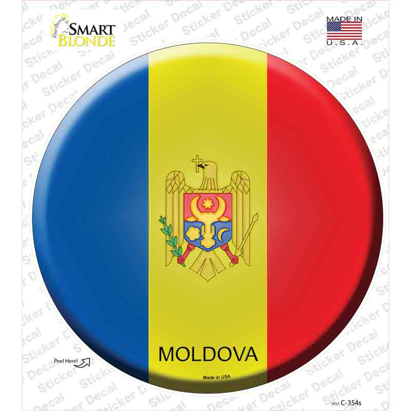 C-354s-M Moldova Country Novelty Circle Sticker Decal - Medium