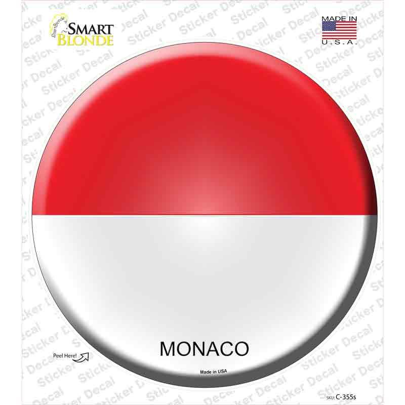 C-355s-M Monaco Country Novelty Circle Sticker Decal - Medium