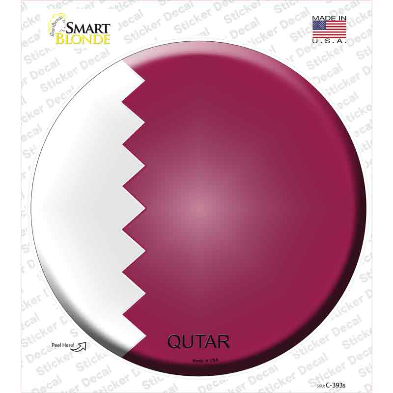 C-393s-M Qatar Country Novelty Circle Sticker Decal - Medium