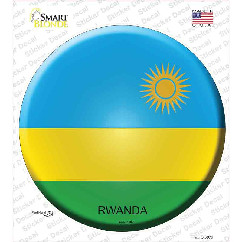 C-397s-M Rwanda Country Novelty Circle Sticker Decal - Medium