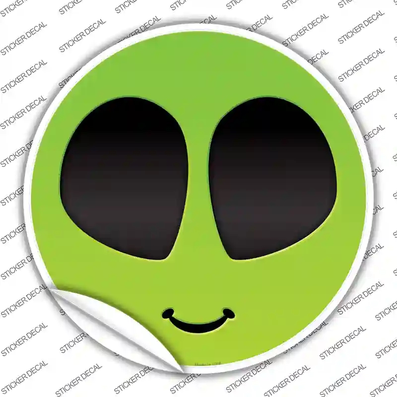 C-727s-XL Alien Smile Face Novelty Circle Sticker Decal - Extra Large