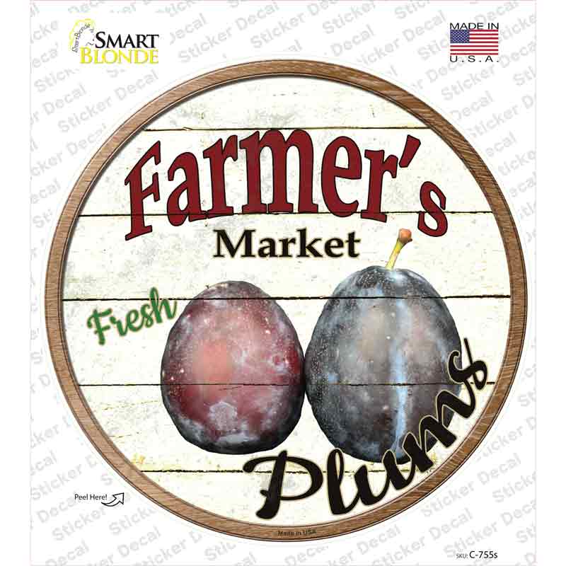 C-755s-M Farmers Market Plum Novelty Circle Sticker Decal - Medium