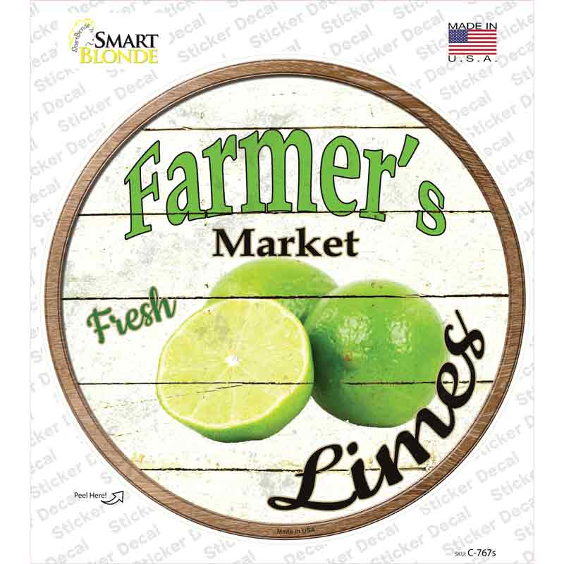 C-767s-M Farmers Market Limes Novelty Circle Sticker Decal - Medium