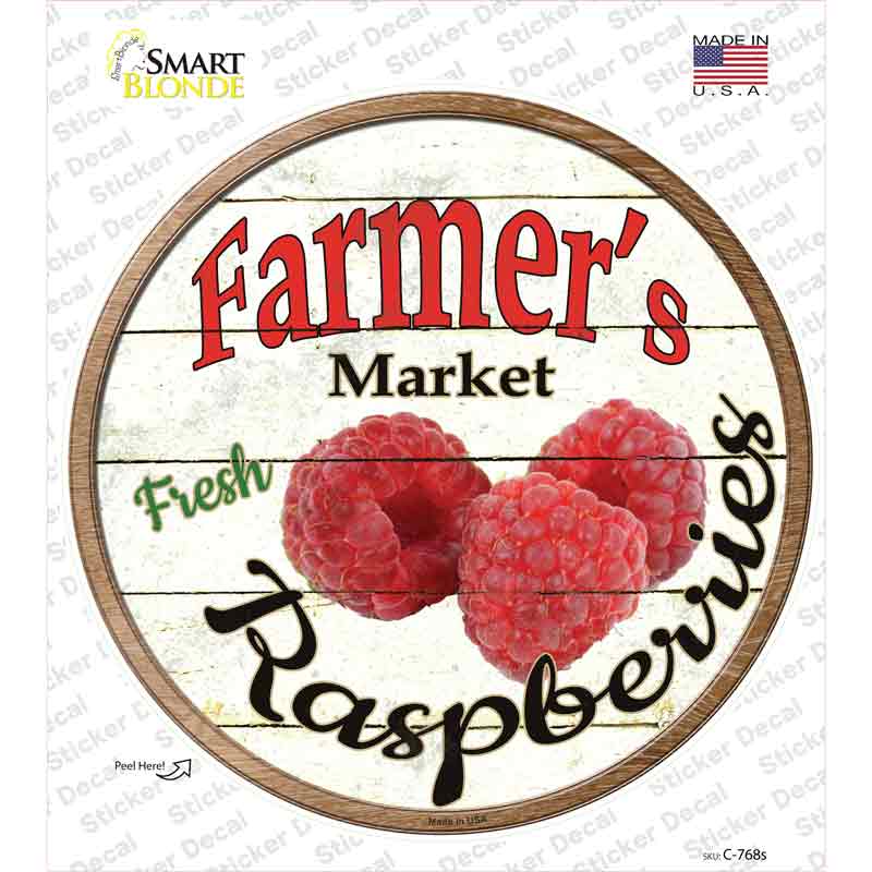 C-768s-M Farmers Market Raspberries Novelty Circle Sticker Decal - Medium