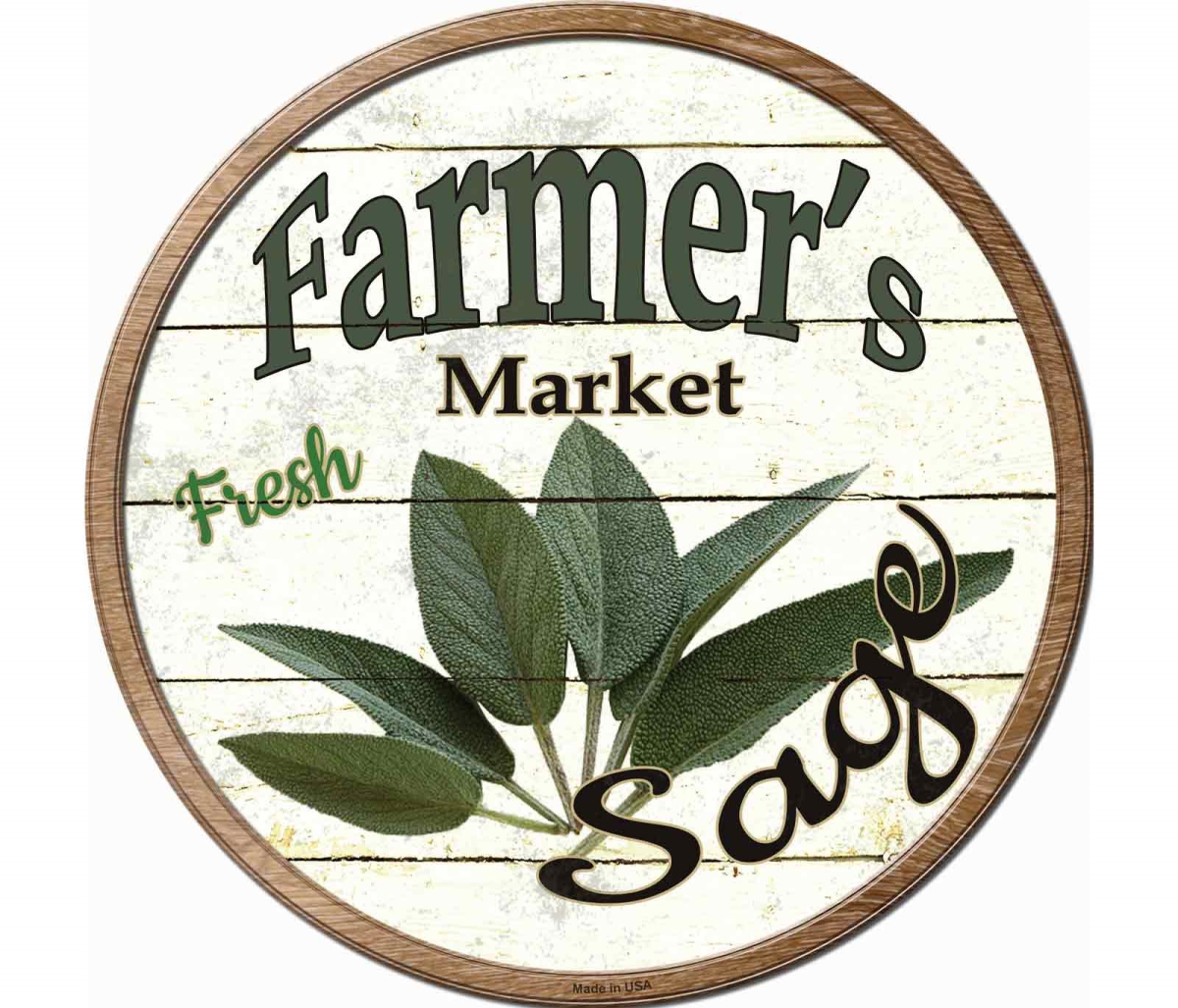 C-786s-M Farmers Market Sage Novelty Circle Sticker Decal - Medium