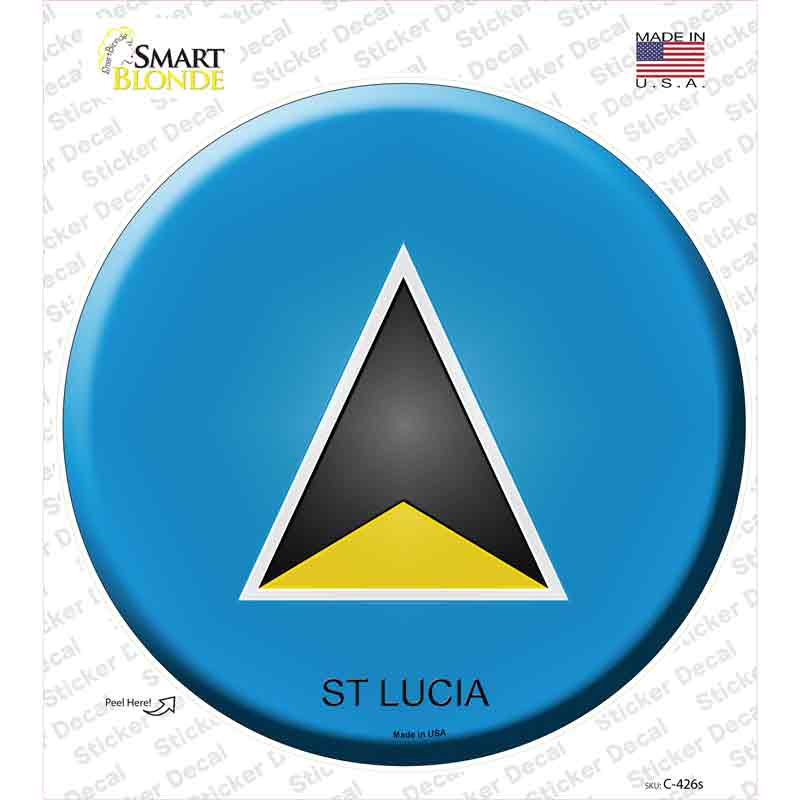 C-426s-M St Lucia Country Novelty Circle Sticker Decal - Medium