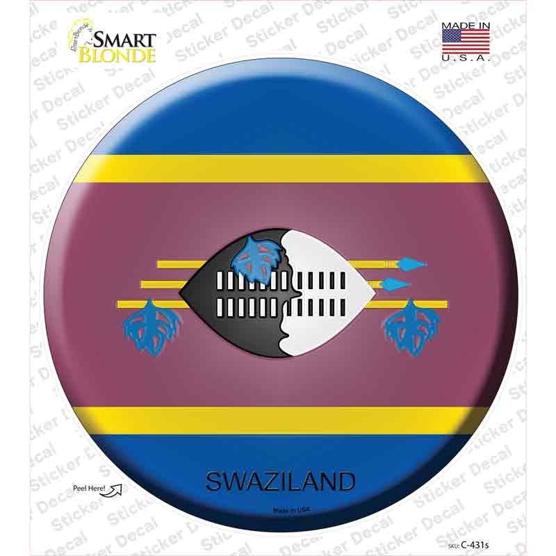 C-431s-M Swaziland Country Novelty Circle Sticker Decal - Medium