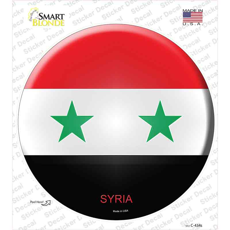 C-434s-M Syria Country Novelty Circle Sticker Decal - Medium