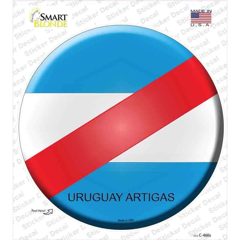 C-466s-M Uruguay Artigas Country Novelty Circle Sticker Decal - Medium