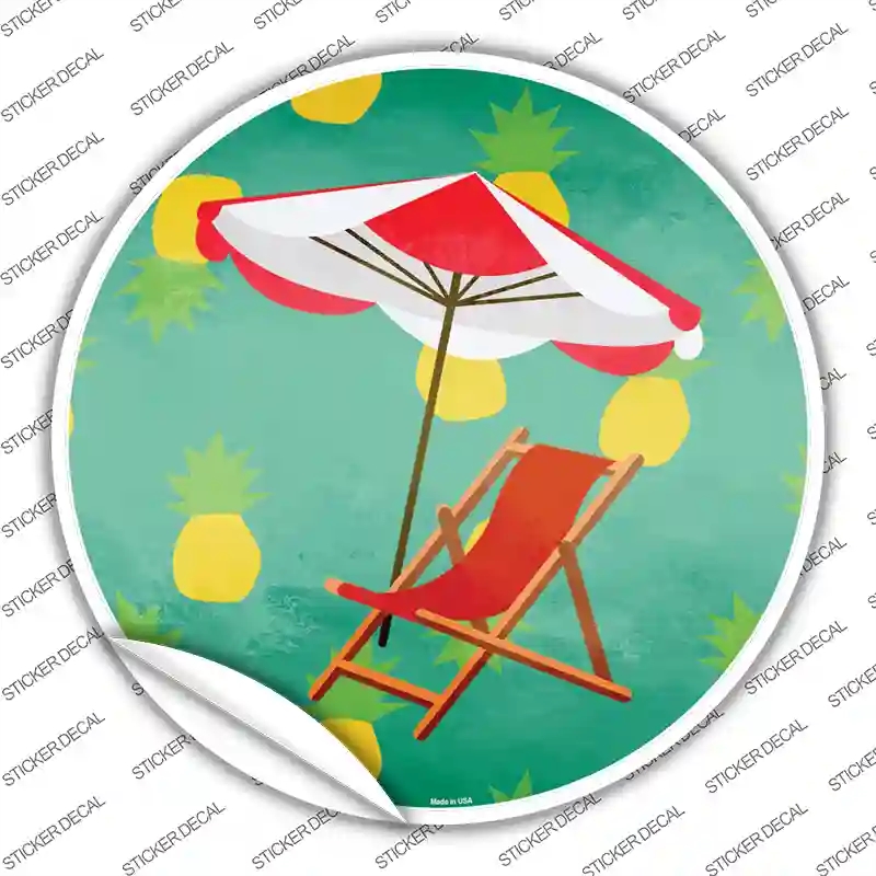 C-976s-XL Chair & Umbrella Novelty Circle Sticker Decal - Extra Large