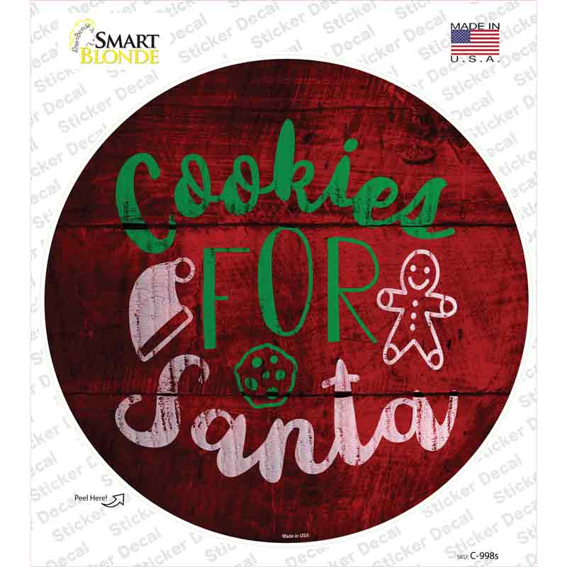 C-998s-M Cookies for Santa Novelty Circle Sticker Decal - Medium
