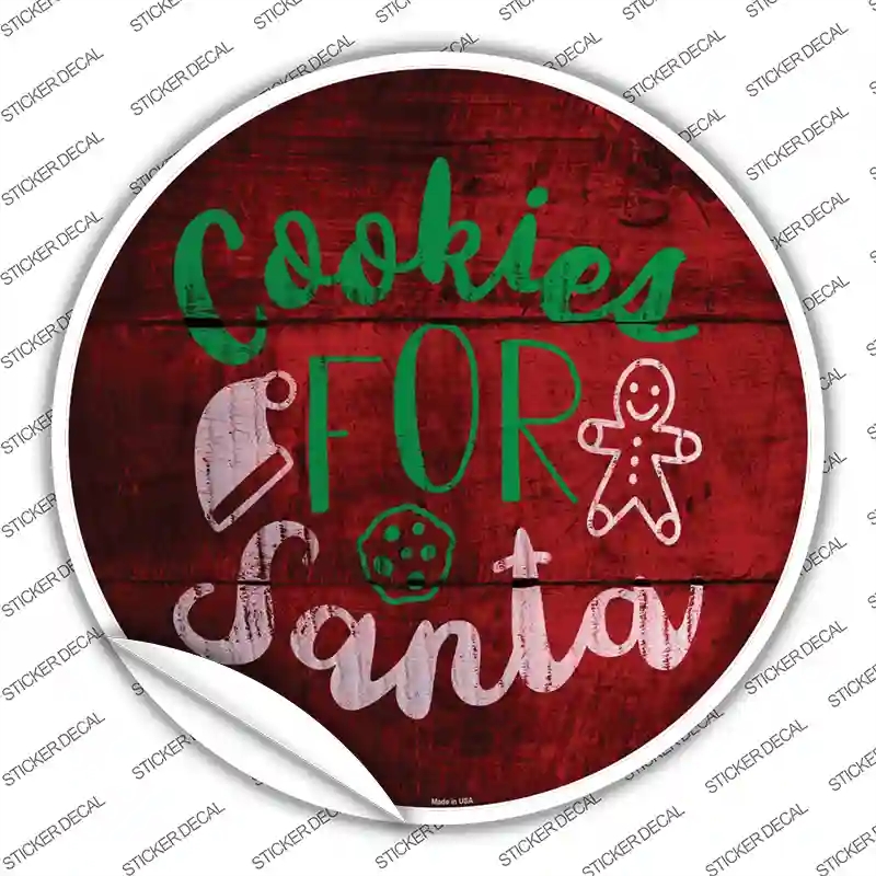 C-998s-S Cookies for Santa Novelty Circle Sticker Decal - Small