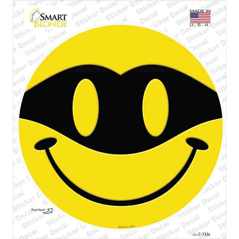 C-733s-M Masked Smile Novelty Circle Sticker Decal - Medium