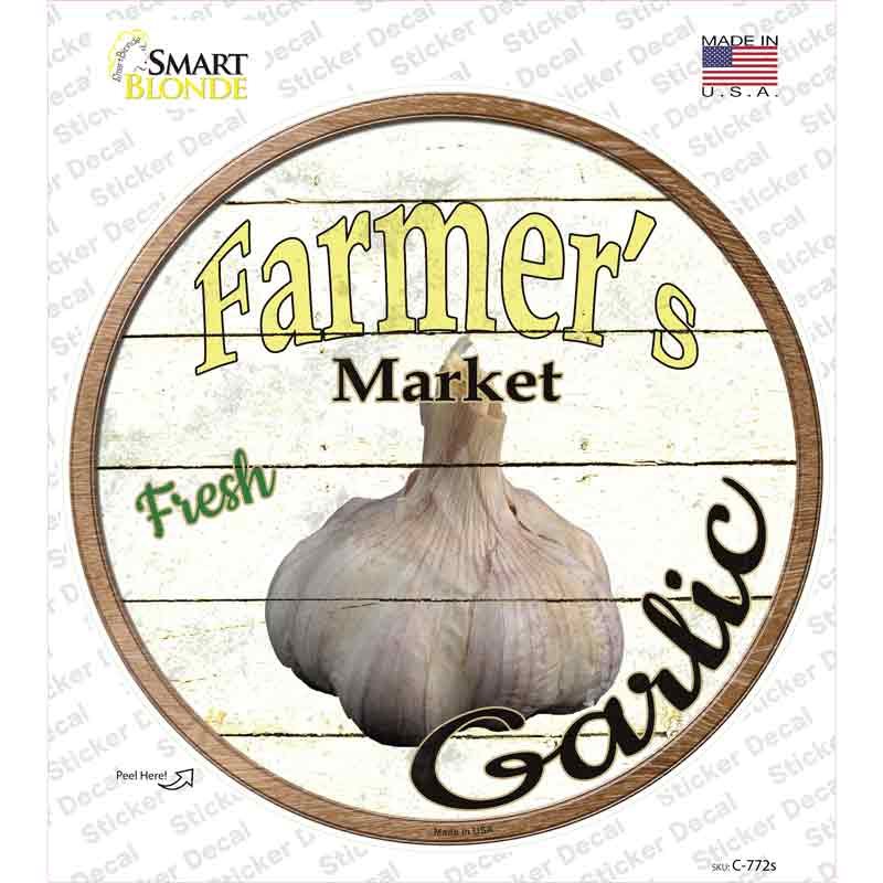 C-772s-M Farmers Market Garlic Novelty Circle Sticker Decal - Medium