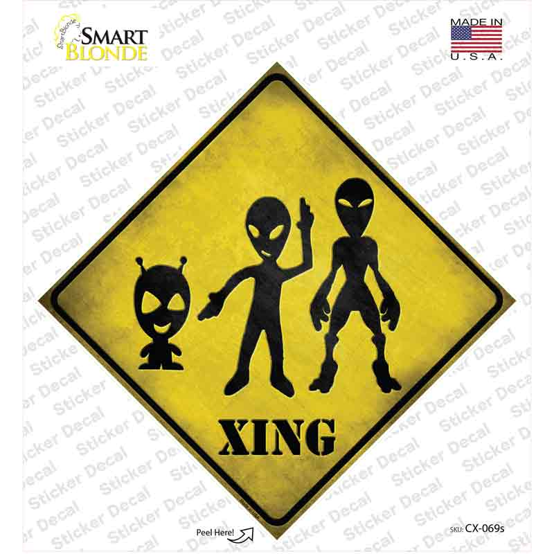 CX-069s-M Aliens Xing Novelty Diamond Sticker Decal - Medium