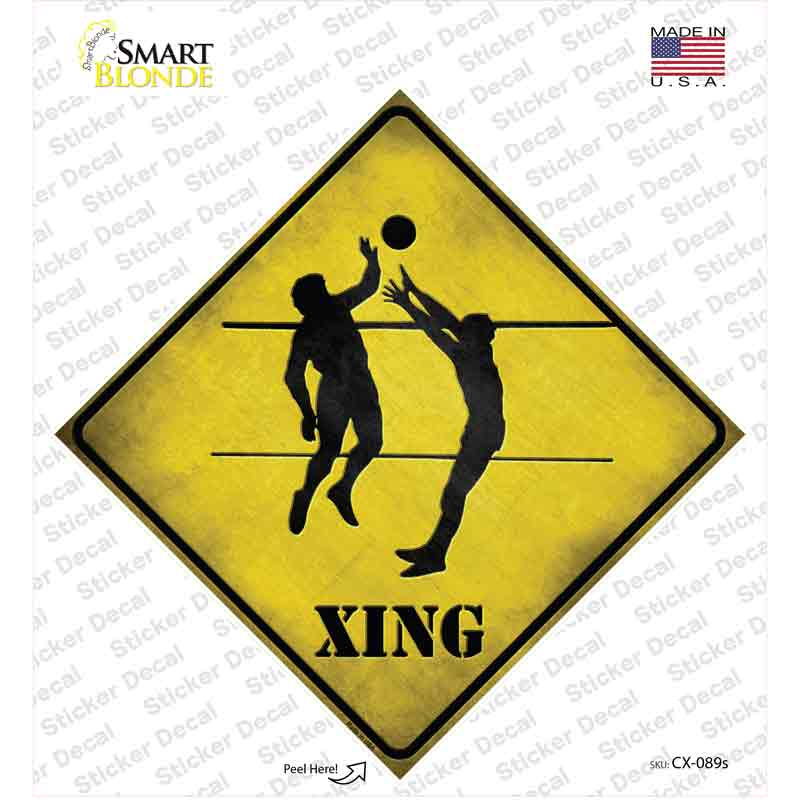 CX-089s-M Volleyball Xing Novelty Diamond Sticker Decal - Medium