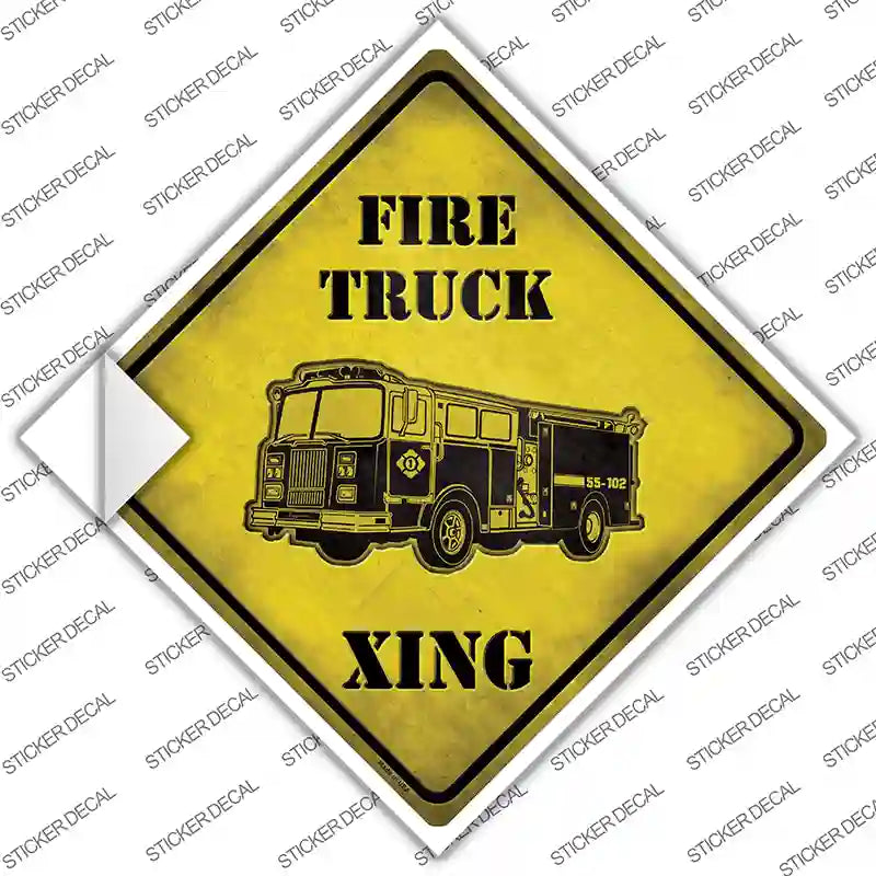 CX-113s-S Fire Truck Xing Novelty Diamond Sticker Decal - Small