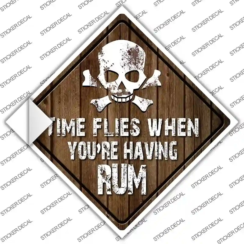 CX-142s-S Time Flies Having Rum Novelty Diamond Sticker Decal - Small