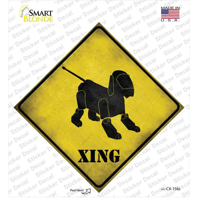 CX-156s-M Robot Dog Xing Novelty Diamond Sticker Decal - Medium