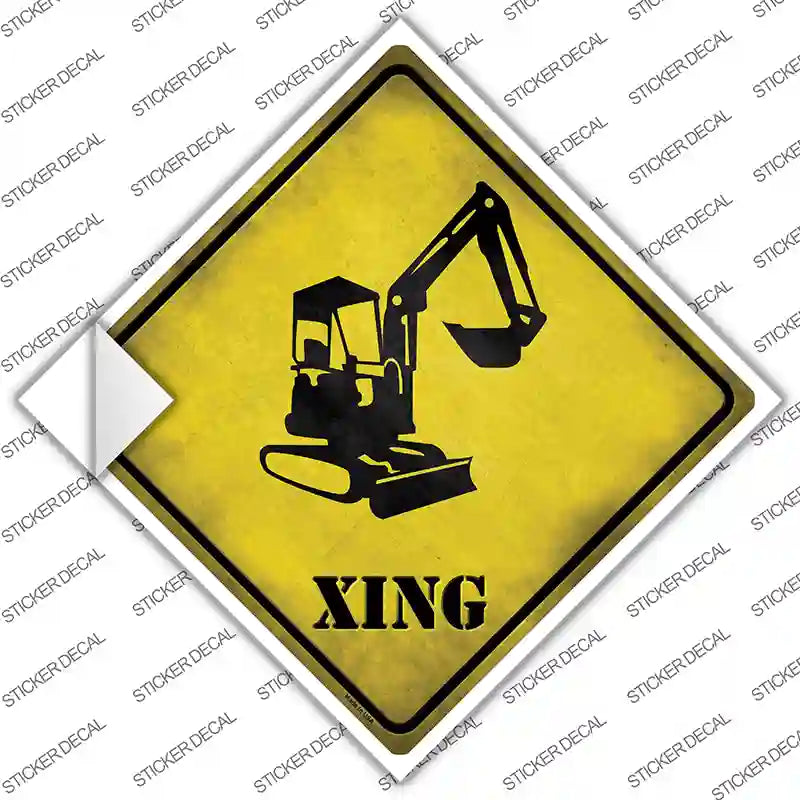 CX-164s-L Backhoe Xing Novelty Diamond Sticker Decal - Large