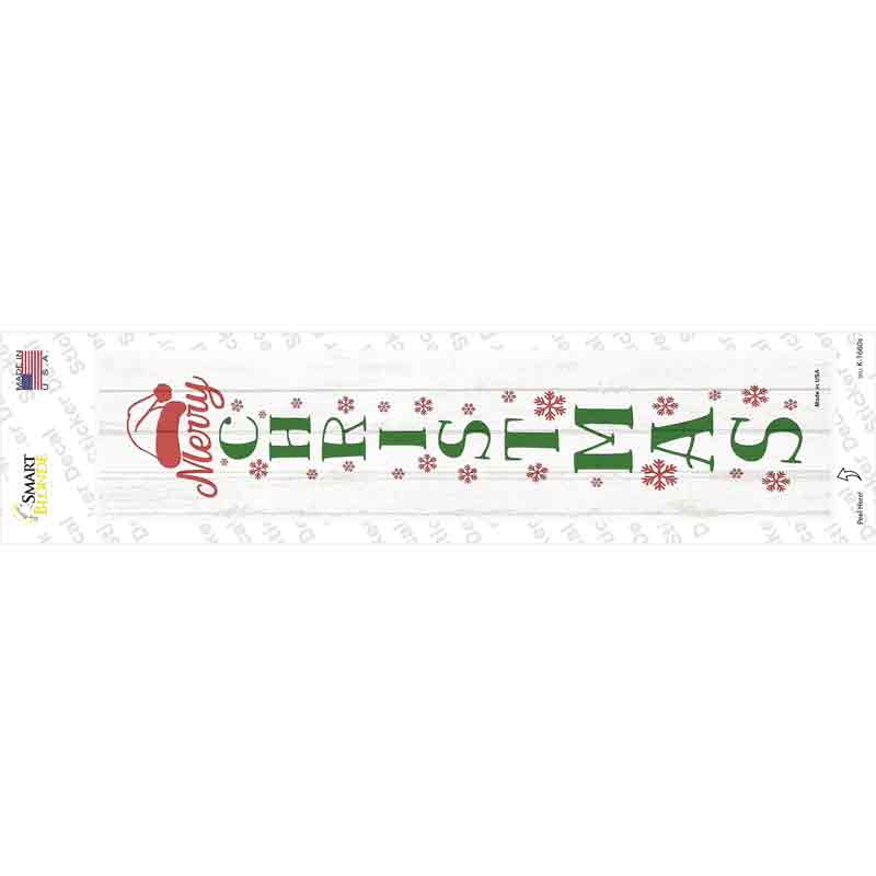 K-1660s-M Merry Christmas White Novelty Narrow Sticker Decal - Medium