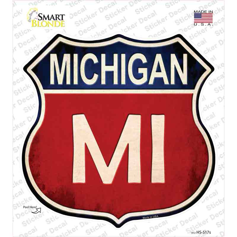 HS-517s-M Michigan Novelty Highway Shield Sticker Decal - Medium