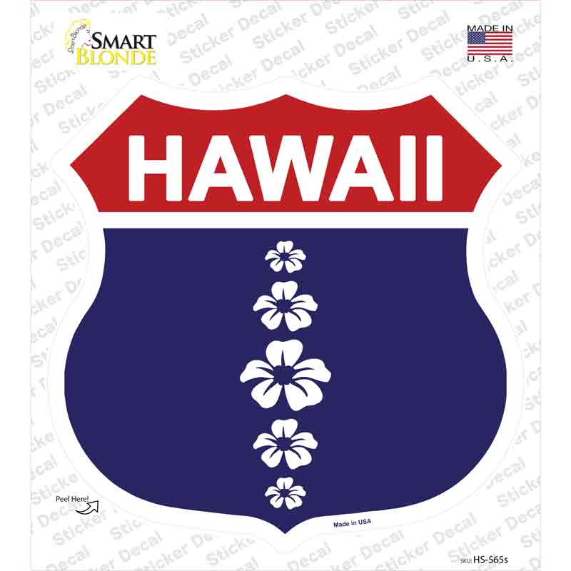 HS-565s-M Hawaii Hibiscus Blue Novelty Highway Shield Sticker Decal - Medium