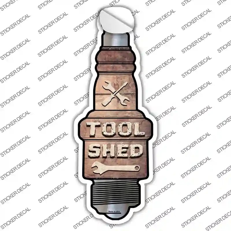 J-072s-L Tool Shed Novelty Spark Plug Sticker Decal - Large