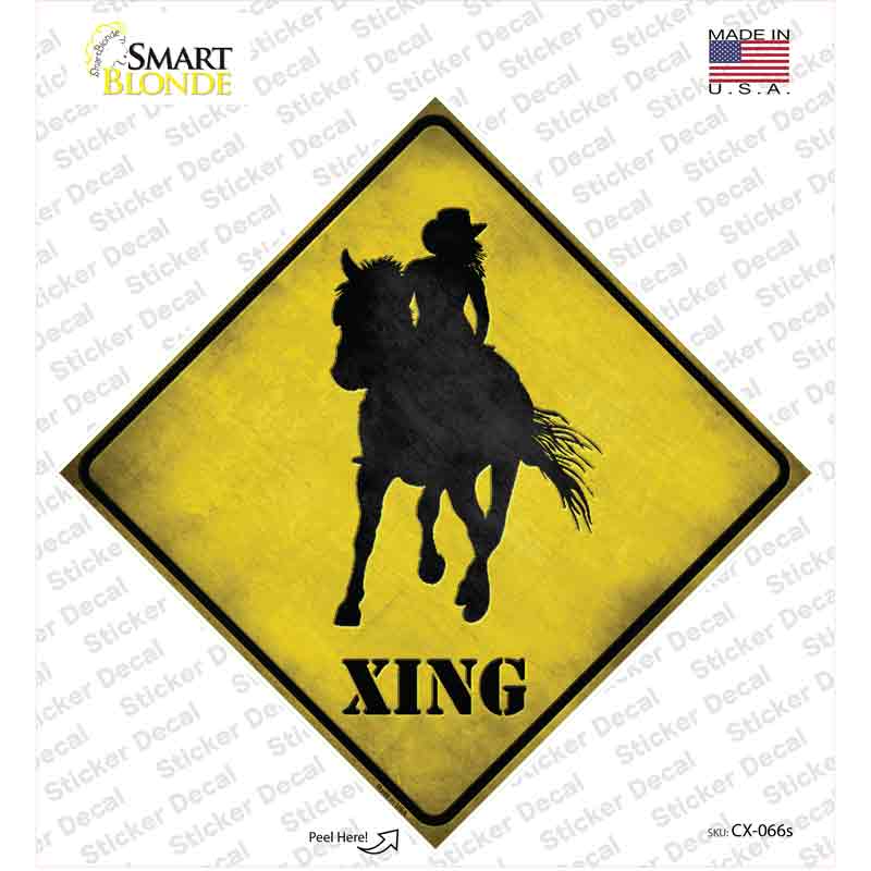 CX-066s-M Cowgirl Xing Novelty Diamond Sticker Decal - Medium