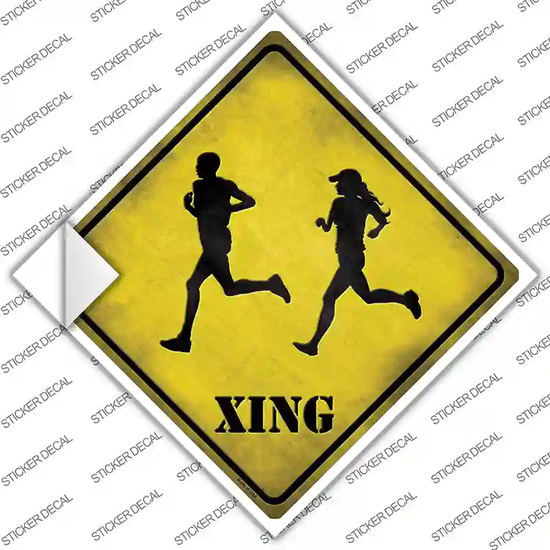 CX-083s-XL Runners Xing Novelty Diamond Sticker Decal - Extra Large