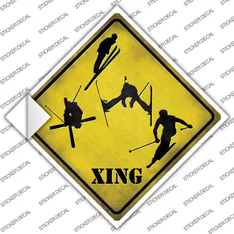 CX-084s-XL Skier Xing Novelty Diamond Sticker Decal - Extra Large