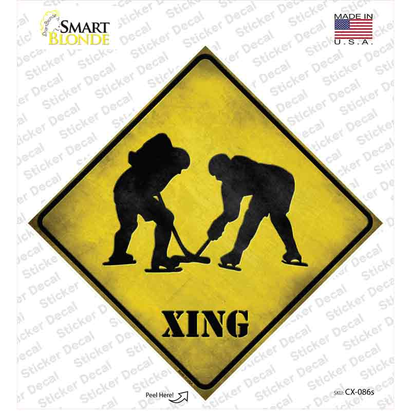 CX-086s-M Hockey Xing Novelty Diamond Sticker Decal - Medium