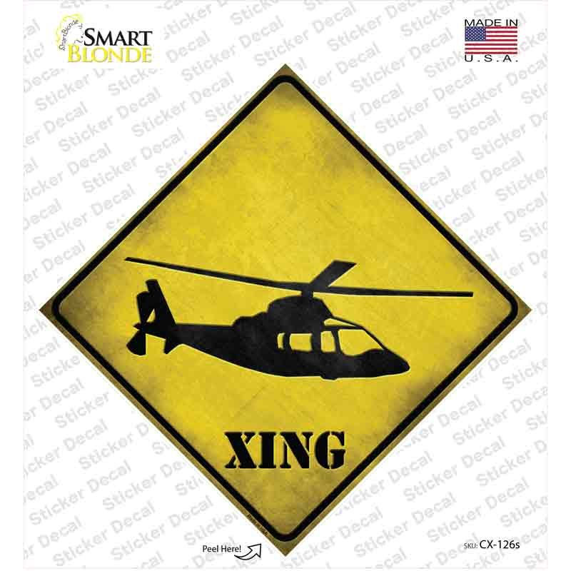 CX-126s-M Helicopter Xing Novelty Diamond Sticker Decal - Medium