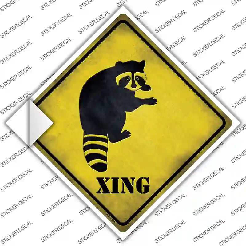CX-133s-S Raccoon Xing Novelty Diamond Sticker Decal - Small