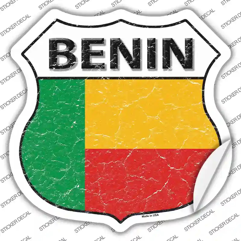 HS-188s-L Benin Flag Novelty Highway Shield Sticker Decal - Large